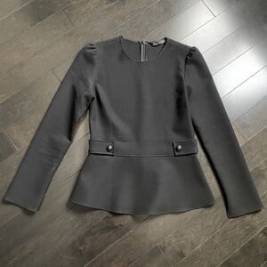 Zara Black Peplum Top with Button Detail